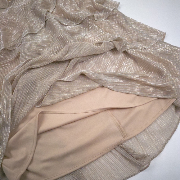 SLNY Shimmering Rose Gold Layered Dress Sz 12 - Picture 10 of 14